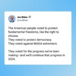 Joe Biden Instagram - They voted for the progress we’ve been making—and we'll continue that progress in 2024.