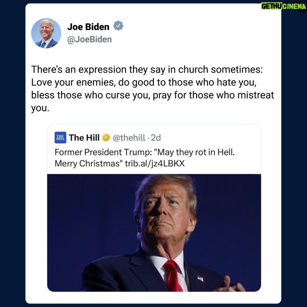 Joe Biden Instagram - There’s an expression they say in church sometimes: Love your enemies, do good to those who hate you, bless those who curse you, pray for those who mistreat you.