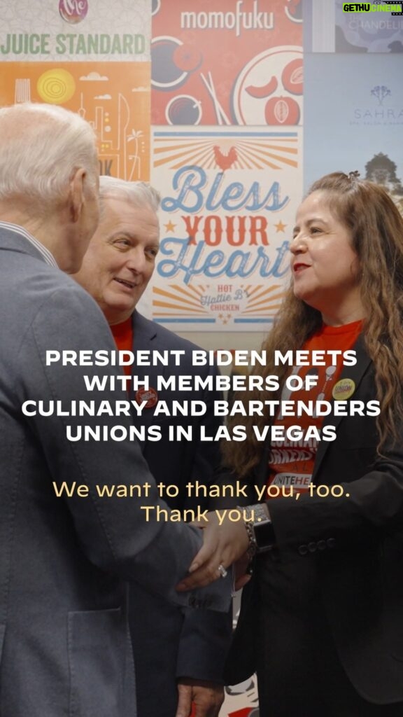 Joe Biden Instagram - When unions do well, everybody does better. Thank you for having me, Culinary Local 226 and Bartenders Local 165.