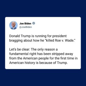 Joe Biden Instagram - Let’s be clear: The only reason a fundamental right has been stripped away from the American people for the first time in American history is because of Trump.