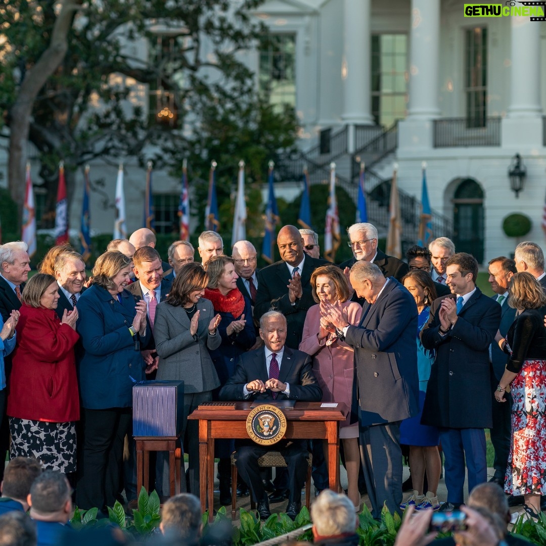 Joe Biden Instagram - Today marks two years since I signed the Bipartisan Infrastructure Law. It's a once-in-a-generation investment in our roads, bridges, transportation, clean water systems, high-speed internet access, and it's creating good-paying, union jobs you can raise a family on.