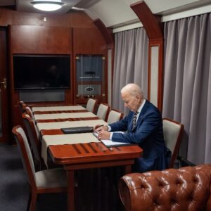Joe Biden Instagram - Earlier this year, I boarded Air Force One for a secret flight to Poland. There, I boarded a train with blacked-out windows for a 10-hour ride each way to Kyiv to stand with the people of Ukraine ahead of the one-year anniversary of their brave fight against Putin. 

I was the first American president to enter a warzone not controlled by the United States military since President Lincoln.
 
When I exited that train and met President Zelenskyy, I didn’t feel alone. I was bringing with me the idea of America, the promise of America to the people who are today fighting for the same things we fought for 250 years ago: freedom, independence, and self-determination.
 
As I walked through Kyiv with President Zelenskyy, with air raid sirens sounding in the distance, I felt something I’ve always believed more strongly than ever before: 

America is a beacon to the world still.
