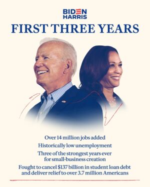 Joe Biden Instagram - We have spent the last three years working on behalf of the American people. Let's keep it going.