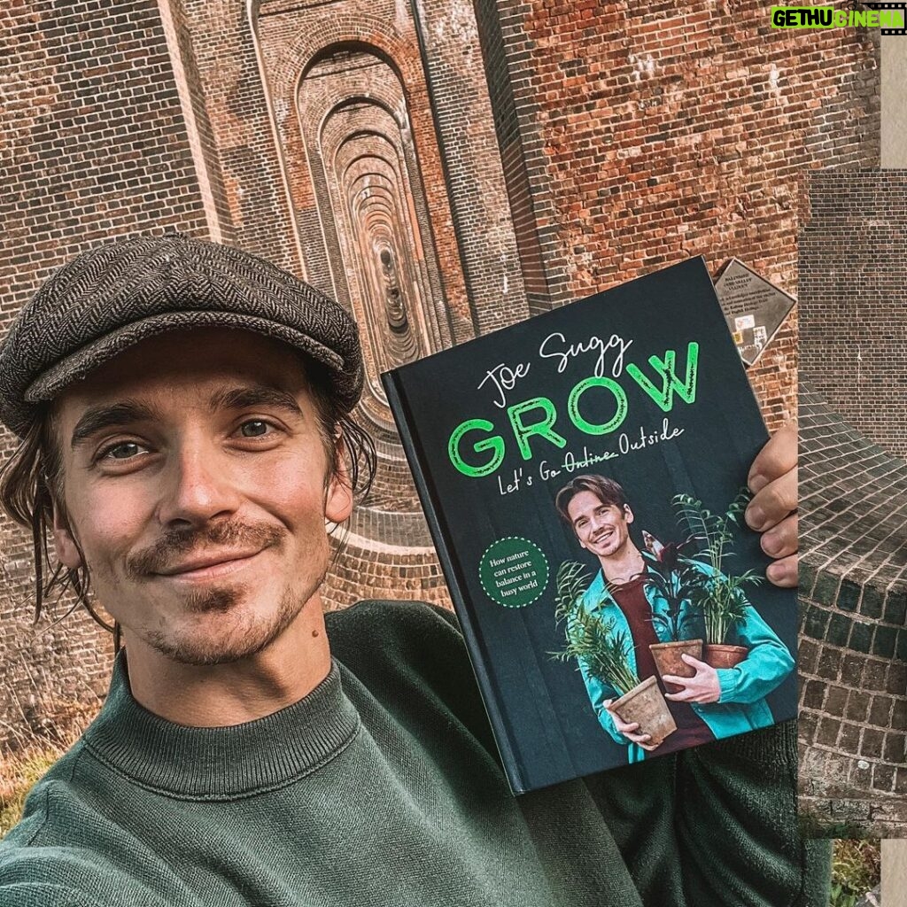 Joe Sugg Instagram - It’s Publication week! Put those screens down… go for a walk… come back from walk.. pick up screens again.. and order yourself a copy of GROW. Part memoir part practical guide on how to re connect with nature and find that balance that’s right for you 😊 link in the biooooo. (Found this place on a walk at the weekend and it makes for a very cool backdrop indeed)