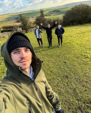 Joe Sugg Instagram - Took some London dwellers out for a bit of fresh country air, lots of mud and a hip flask of whisky 👍🏼#nature #walk #countryside