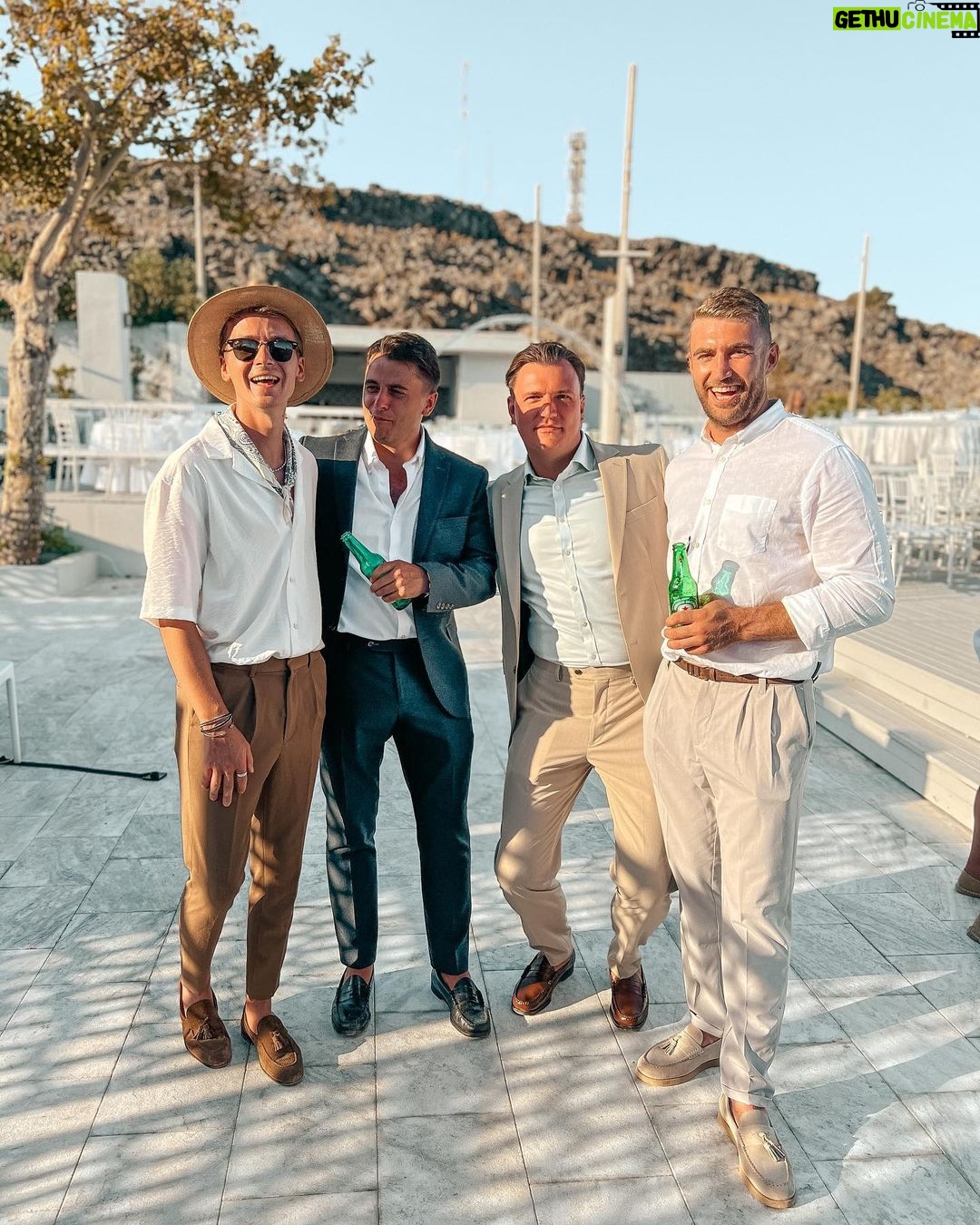 Joe Sugg Instagram - Had a lovely week off in Rhodes for a beautiful wedding. I am slightly concerned though that it’s becoming a habit of me and @lewisedjones7 attempting this dance move at every wedding we’ve been to so far 😂 Lindos, Rhodes, Greece