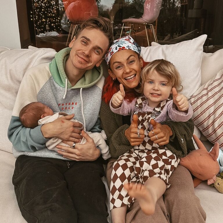 Joe Sugg Instagram - I look like a zombie as its been a hectic couple of weeks in the lead up to Christmas but we couldn’t leave without seeing our little nieces ❤️ so excited to see these two grow and getting roped into playing a role in the plays they’ll put on together no doubt 😂