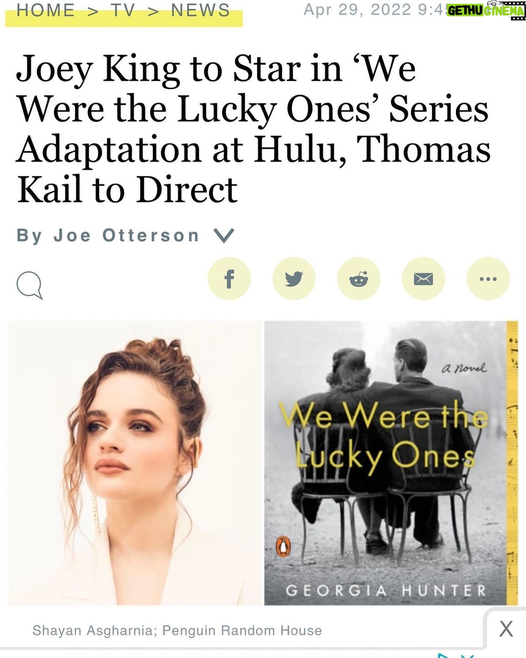 Joey King Instagram - To be part of this show means so much more to me than I could ever accurately describe. A true story of a Jewish family who were separated at the beginning of World War 2 and faced unimaginable horrors-determined to survive and reunite. It’s crucial to keep the tragic truth about the Holocaust present in todays world. I feel honored that this group of wonderfully talented people are letting me in on this story. And I really encourage everyone to read the book if you haven’t already. @georgiahunter does an amazing job capturing the devastation, and even the joy in her family’s miraculous story. #WeWereTheLuckyOnes