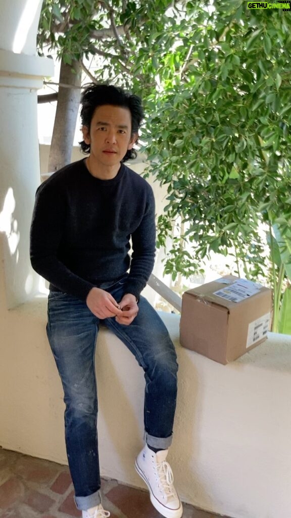 John Cho Instagram - “What’s in the box?!!?” #johnchotroublemaker