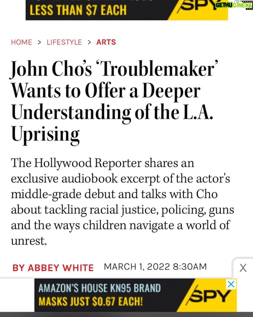 John Cho Instagram - My thanks to Abbey White at The Hollywood Reporter for an unexpectedly emotional conversation https://www.hollywoodreporter.com/lifestyle/arts/john-cho-troublemaker-la-riots-george-floyd-protests-1235099345/#recipient_hashed=71fae669f8a824b182b745a5991965539b0a8b86d922d8d59fecb8072462b91c