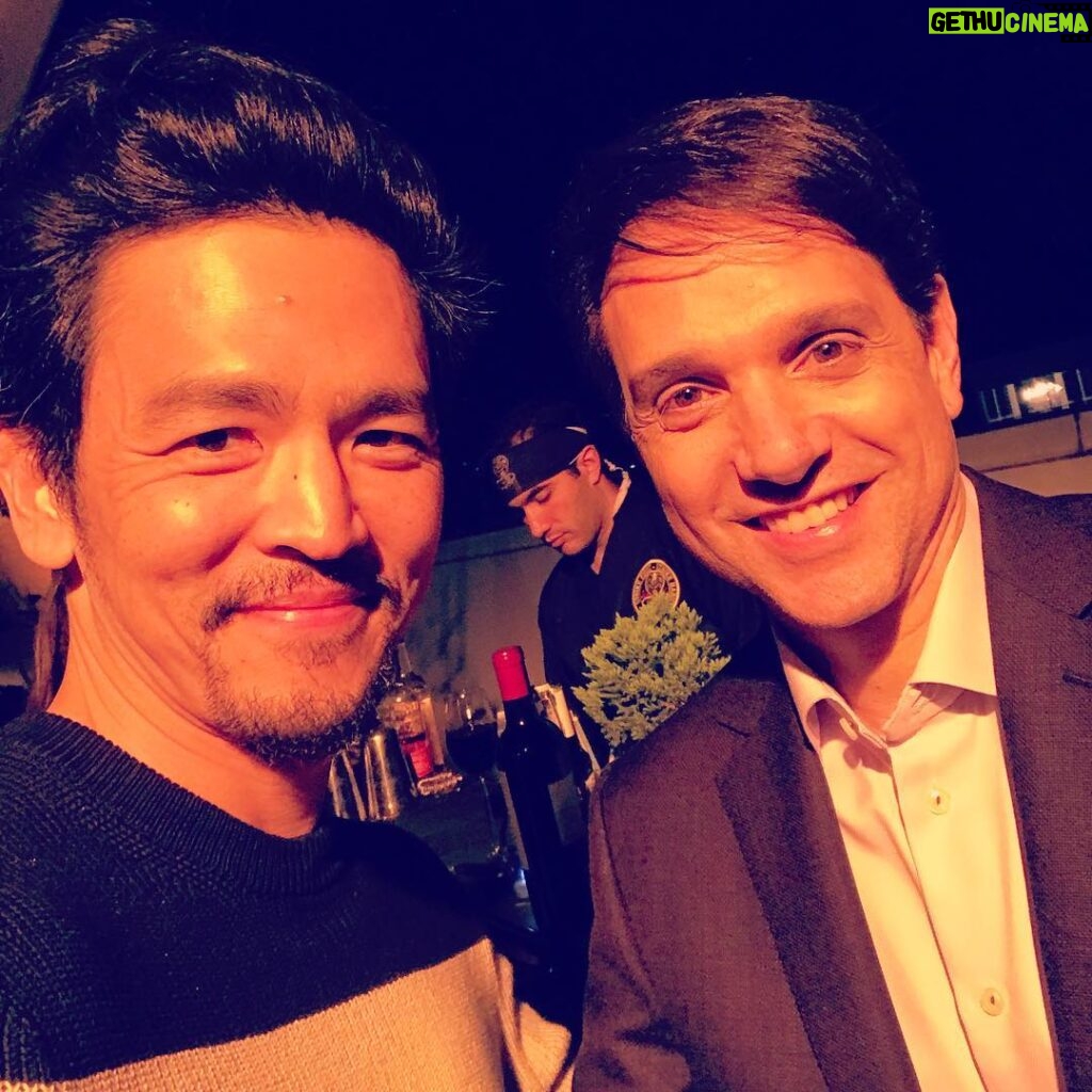 John Cho Instagram - This is me with @ralph_macchio. He plays Daniel LaRusso in a movie called Karate Kid, on which the show @cobrakaiseries is based. Season two is live now on @youtube.