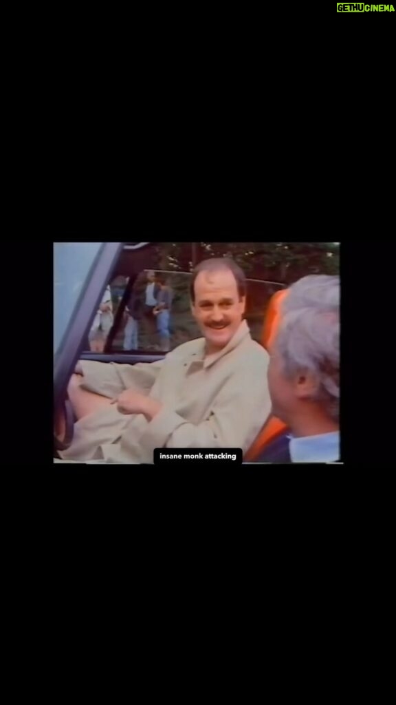 John Cleese Instagram - Describing an insane Monk attack behind the scenes on the set of “Clockwise.” #comedyfilm #clockwise #80smovies