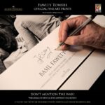 John Cleese Instagram - 48 years ago (!) the BBC broadcast Fawlty Towers ‘The Germans.’ Some of the most memorable lines from this classic episode are captured forever in these beautiful fine art prints that I had the pleasure of signing in London last month. Just 300 of each are to be sold (with full fine art certification) by the publishers The Original Memorabilia Company. For information and to order go to www.originalmemorabilia.co.uk or just click the link in my profile. They ship worldwide in time for Christmas, and you can get 15% off with code MY15 for a limited time. #fawltytowers #bbccomedy #classiccomedy #fineartprints #collectorsitem #christmasgiftsideas #dontmentionthewar #basilfawlty