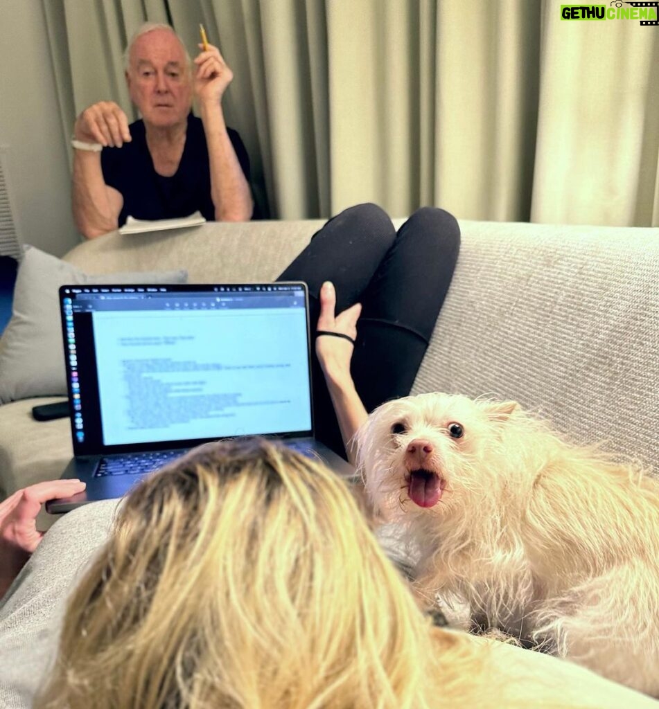 John Cleese Instagram - Working on a script with @camillacleese & her dog Hercules.