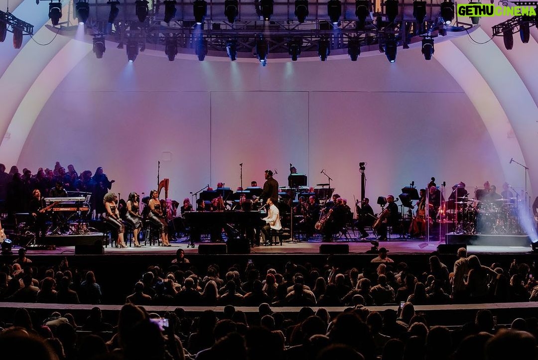 John Legend Instagram - Some photos from our incredible night at the @hollywoodbowl! I had been looking forward to this show for a long time. We performed with a gospel choir and the @laphil orchestra. I told the stories and played the songs that made me who I am. It was so special. I felt so full and uplifted. I want to do it again! Thank you to everyone who shared the experience with us. ❤️❤️❤️❤️❤️ 📸 @simplyyvan Hollywood Bowl