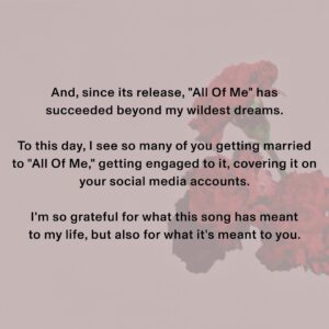 John Legend Instagram - As we celebrate 10 years of “All of Me” and Love In The Future, all I can say is that I LOVE AND APPRECIATE ALL OF YOU.