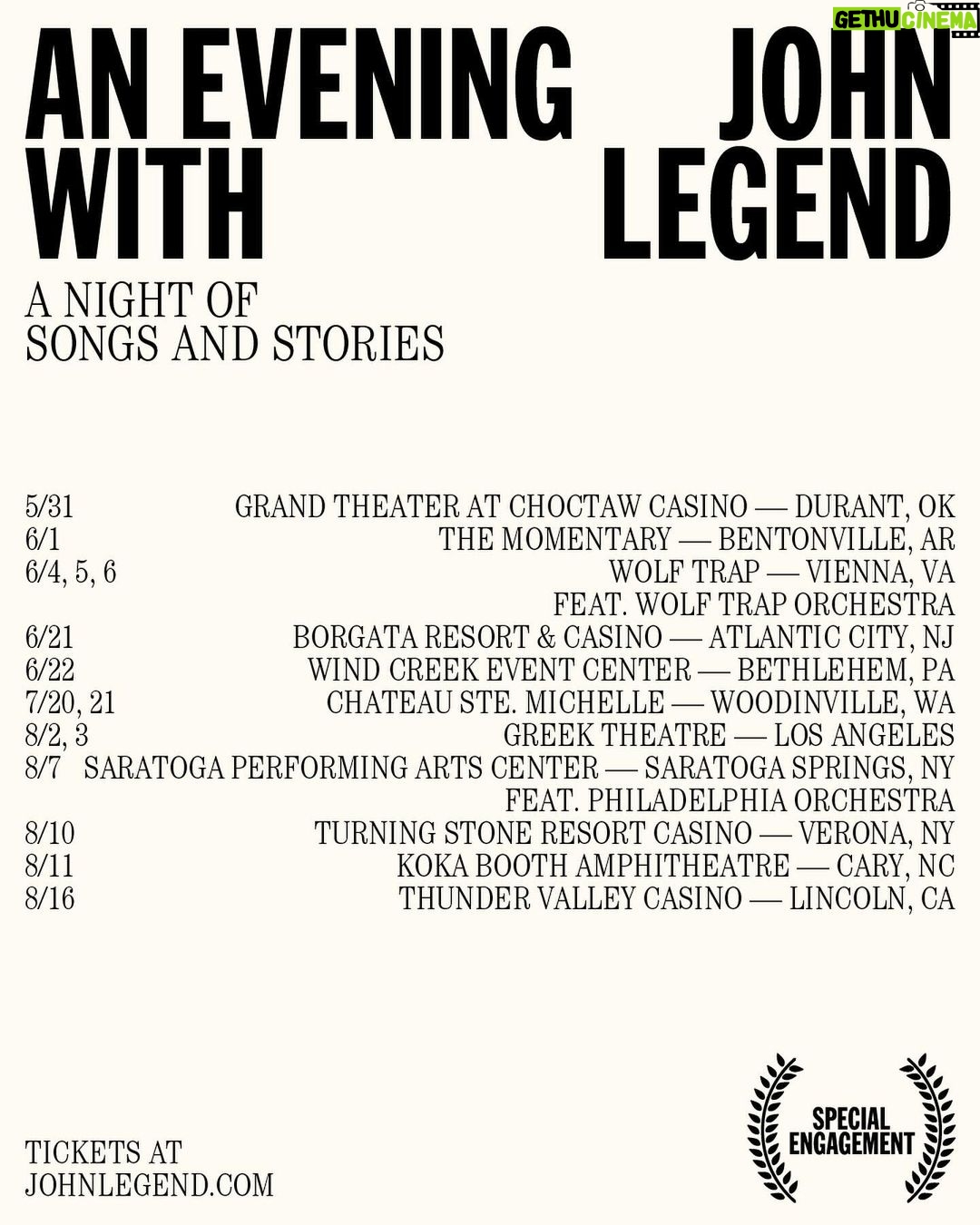 John Legend Instagram - I want to see you in 2024. Sign up for pre-sale access to all of these shows at johnlegend.com before tickets go on sale this *Friday, February 16th. *Most shows on sale on Friday, February 16th. Check johnlegend.com for exact timing.
