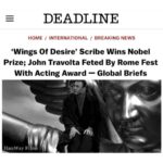 John Travolta Instagram - I'm truly happy to be receiving the Lead Acting Award at this year's Rome Film Festival!