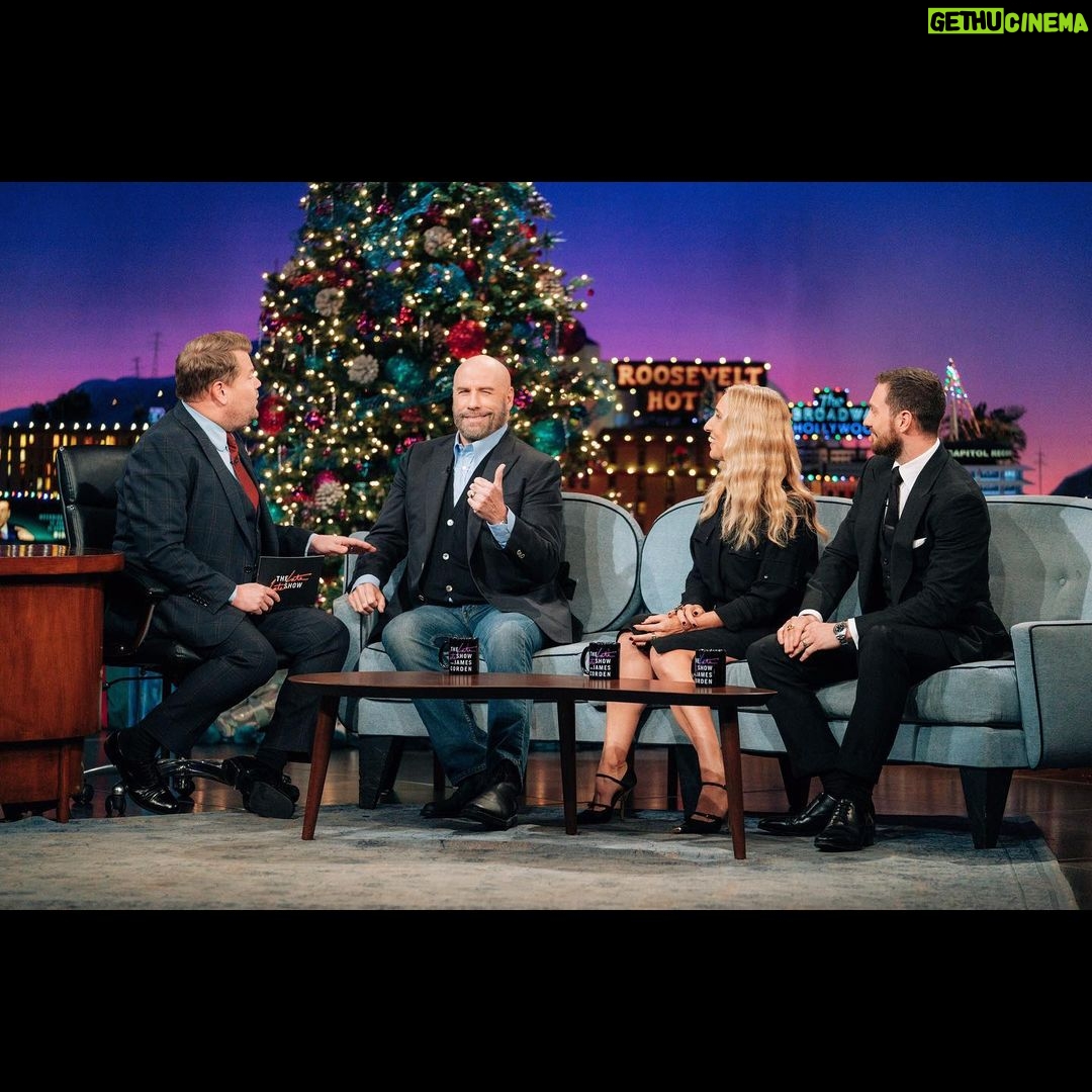 John Travolta Instagram - Got to chat with my very cool friends on The @latelateshow last night! Thank you @j_corden for having me, I had a blast discussing my movie The Fanatic, late-night Christmas shopping and the twist!