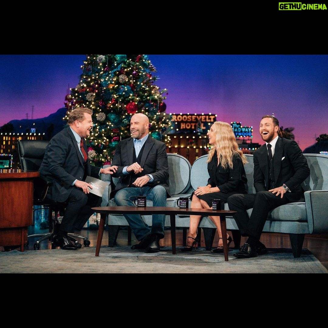 John Travolta Instagram - Got to chat with my very cool friends on The @latelateshow last night! Thank you @j_corden for having me, I had a blast discussing my movie The Fanatic, late-night Christmas shopping and the twist!