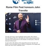 John Travolta Instagram - I'm truly happy to be receiving the Lead Acting Award at this year's Rome Film Festival!