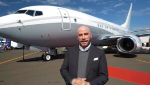 John Travolta Instagram - Repost:  @boeing For as he has been on the silver screen, @johntravolta knows
beautiful planes.
Let Mr. Travolta, a licensed 707, 737 and 747 pilot, take you
on an exclusive tour of our #BoeingBusinessJet at
#NBAA2022.
@kevineassa