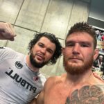 Johnny Eblen Instagram - Camp in full swing • Sparring with 6x world kickboxing champ @artem_levin • @functionalpatterns • Shootin shit • Eatin 🥩 with my new @crimsontactical 🔪 • Learning daily from my coaching staff @kingmofh @mikebrownmma @thiagoalvesatt