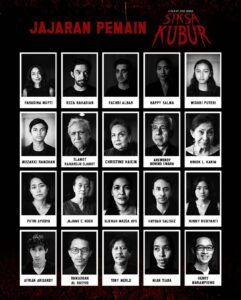 Joko Anwar Instagram - Dengan bangga saya mengumumkan jajaran pemain film terbaik Indonesia yang bersatu dalam film ke-10 saya, SIKSA KUBUR. Saya dan seluruh tim merasa sangat bersyukur dan beruntung bisa bekerja sama dengan para panutan kesayangan kami ini. Mudah-mudahan bisa memberikan kontribusi yang berarti untuk perfilman Indonesia. Amin. Suting telah dimulai dan akan tayang di bioskop, segera tahun depan! Mohon doanya, teman-teman! Follow @comeandseepictures untuk update kabar terbaru film Siksa Kubur! Full cast line-up: Faradina Mufti, Reza Rahadian, Fachri Albar, Happy Salma, Widuri Puteri, Muzakki Ramadhan, Slamat Rahardjo Djarot, Christine Hakim, Arswendy Bening Swara, Niniek L. Karim, Putri Ayudya, Jajang C. Noer, Djenar Maesa Ayu, Haydar Saliswhz, Runny Rudiyanti, Afrian arisandy, Ramadhan Al Rasyid, Tony Merle, Mian Tiara, Henry Manampiring, Uwie Balfas, Tommy Dewo, Tia Hasibuan, Syam Ancoe Amar, Sitti Fatimah, Sandy Sofyan, Roffy Zaqyn, Rieviena Yulieta, Ridwan Raoull, Rafki Hidayat, Natalius Chendana, Nas Affandi, Mian Tiara, Maharani, Lukmanul Hakim, Lenny Sumitra, Khael Bogota, Kania Atmaja, Jaisal Tanjung, Hannan Cinthya, Firsan Abdullah, Eddie, Dwika Pradnyana, Duddy Patah, Darmawan, Daood Saleem, Budiono, Bonaventura, Bagus Dewantara, Asril Pidho, Andhika, Alif Anwar, Afrian Arisandy, dan Achmad Cholil. #SiksaKubur