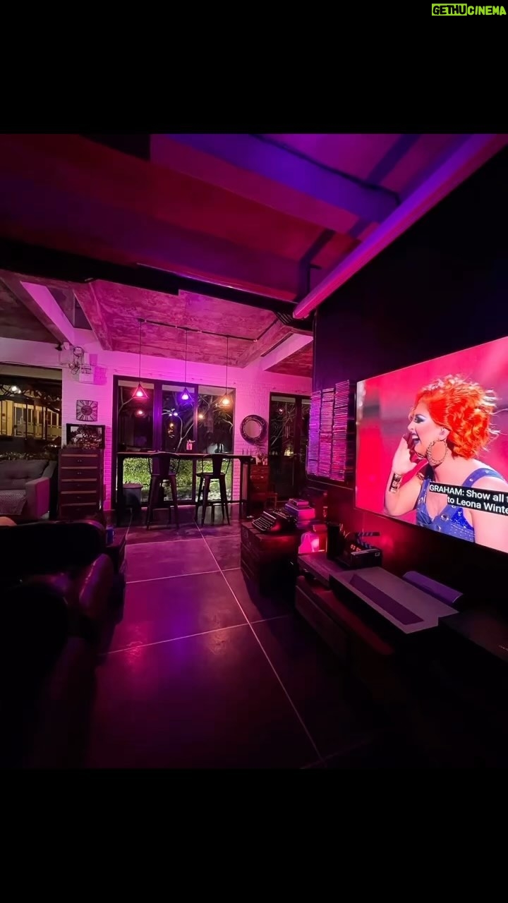 Joko Anwar Instagram - My living room at night, in purple.