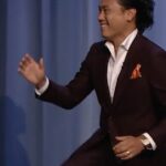Jon M. Chu Instagram - When I was a kid my parents would come home from a long day of work at the restaurant and while we were supposed to be asleep they would wind down by watching The Tonight Show. Many nights me and my siblings would sneak downstairs and secretly watch behind them. These were some of my favorite memories laughing without making a sound. And this summer I got to come out of those famous blue drapes. What a dream come true. It replayed last week and I got to watch it sitting on my couch after a long day of work. What a surreal moment. by @esqclothing 🙏🏼