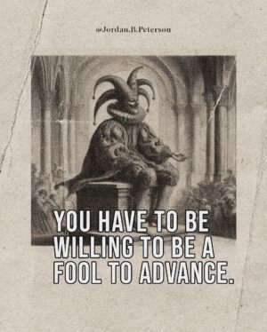 Jordan B. Peterson Instagram - You have to be willing to be a fool to advance.

When you’re learning anything new, you’ll feel like an imposter.

That’s a very useful thing to know. You’ll feel like a fool because you are. And you’ll think, “I’ll never get there”.

The destination might look very distant, but if you take a small first step and get the ball rolling, you can cruise along at a pretty good rate.

What happens when you expose people to small but challenging tasks is:

1. It makes them more skilled because now they’re dealing with the problem. They’re acquiring new perceptions and new behaviors that are mastery.

2. They see themselves as actors who can change the direction of their lives.

I’ve never seen anyone unable to progress if they made the task small enough.

That can be pretty humiliating. But the upside is that once you’ve taken that first step, you’ll start progressing exponentially.

If you’re not willing to be a fool, you cannot become a master.
