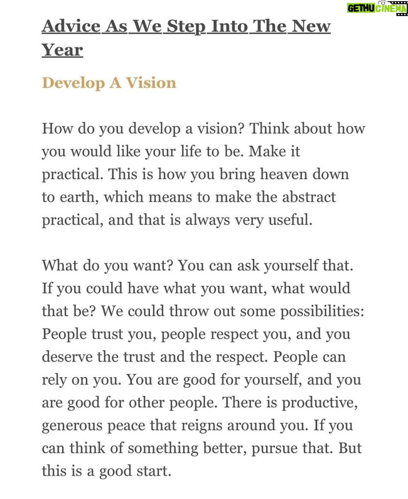 Jordan B. Peterson Instagram - Happy New Year. From my newsletter. Go to jordanbpeterson.com to sign up. What are your resolutions and visions for 2024?