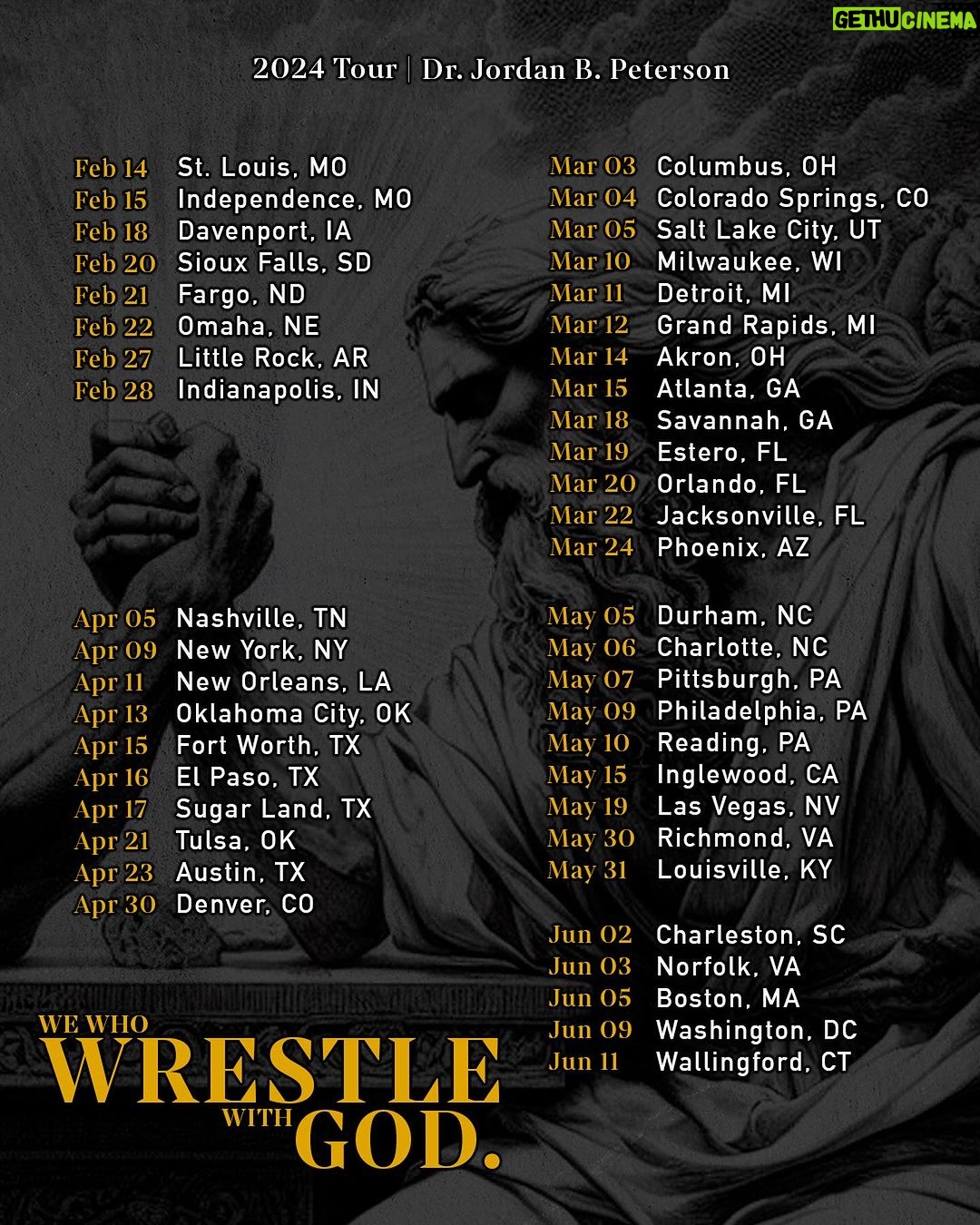 Jordan B. Peterson Instagram - Here are the remaining dates for my tour in February and thereafter. On my tour, I am discussing ideas that are closely related to my 2017 Biblical Lecture Series—ideas I’ve been working through in my forthcoming book. Links to purchase your tickets can be found via the link in my bio.