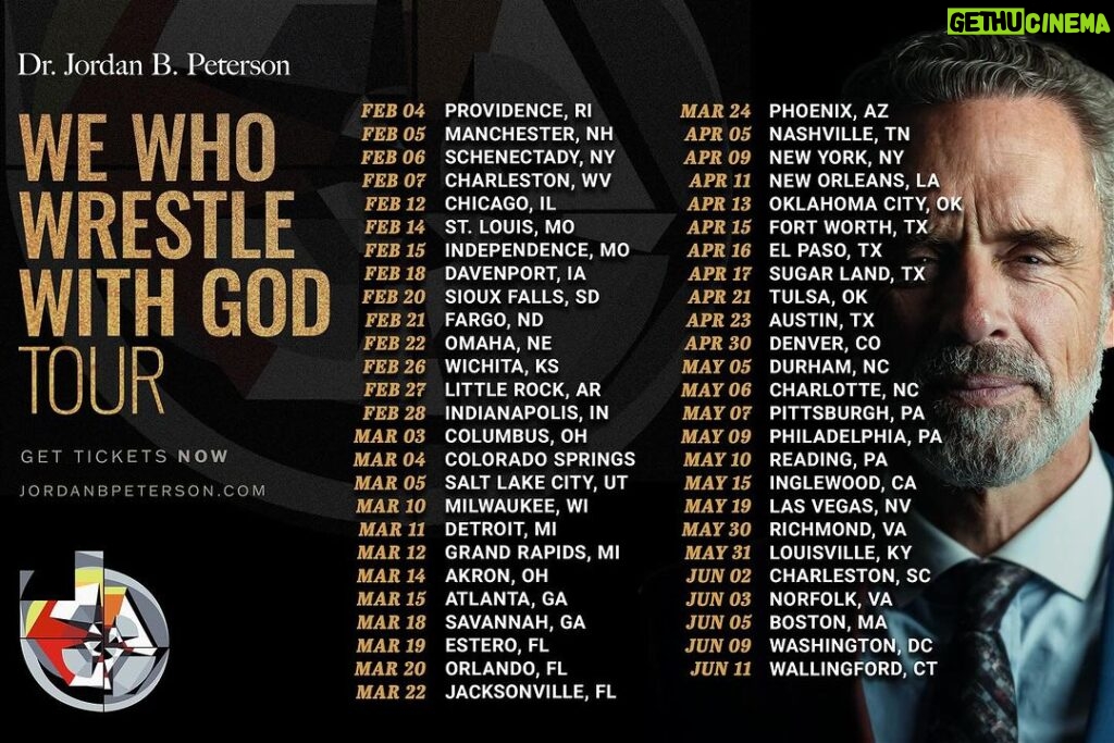Jordan B. Peterson Instagram - Tickets to my We Who Wrestle With God tour are on sale. I’m going to be discussing some of the ideas I’ve been working through in my forthcoming book, similar to the Biblical Series. Get tickets now by going to jordanbpeterson.com (link in my bio).