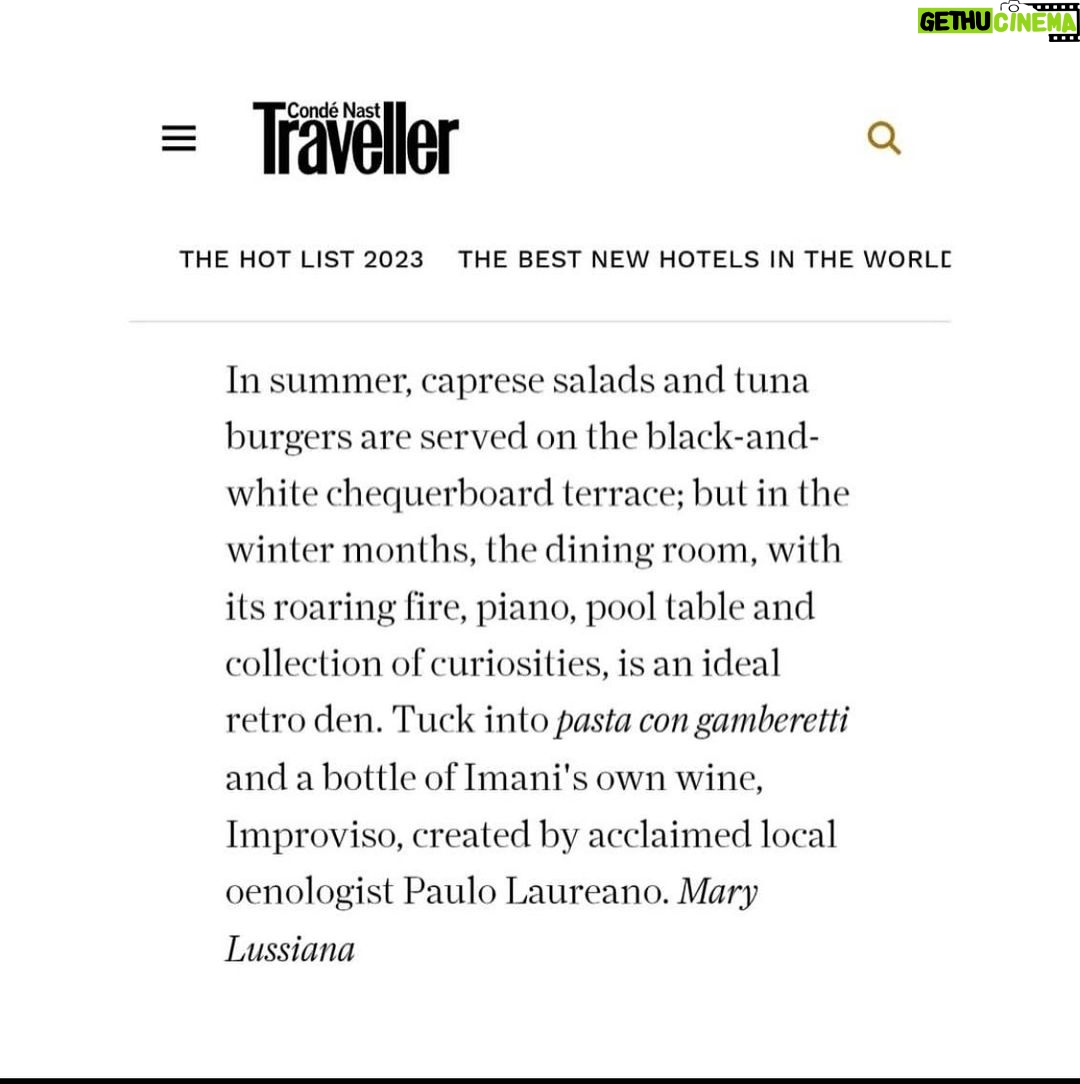 José Pedro Vasconcelos Instagram - É com muita honra que agradecemos a inclusão da Imani Country House nesta curta seleção de melhores Hotéis de Portugal feita pela Conde Nast Traveller e ao lado de hotéis tão prestigiados. Obrigada à Conde Nast Traveller e à jornalista Abigail Malbon.