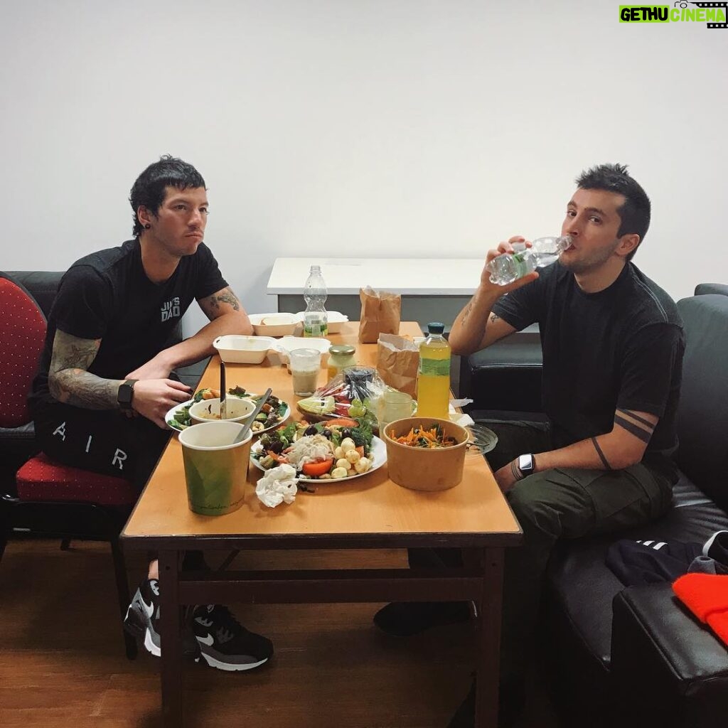 Josh Dun Instagram - a little post-show smorgasbord to discuss important band-related topics so that we could put all the food on the band credit card.
