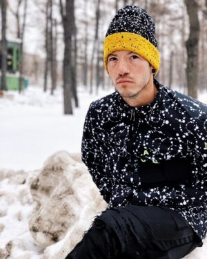 Josh Dun Instagram - here’s me sitting and standing amongst some snow in Russia. mark took these photos on a mobile cellular device. tyler and i talked about it and we liked the shows there a lot. @reelbearmedia
