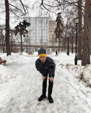 Josh Dun Instagram - here’s me sitting and standing amongst some snow in Russia. mark took these photos on a mobile cellular device. tyler and i talked about it and we liked the shows there a lot. @reelbearmedia