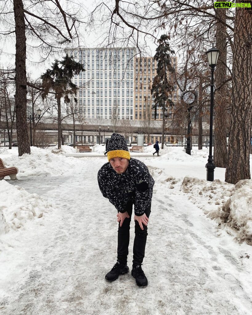 Josh Dun Instagram - here’s me sitting and standing amongst some snow in Russia. mark took these photos on a mobile cellular device. tyler and i talked about it and we liked the shows there a lot. @reelbearmedia Moscow