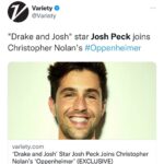 Josh Peck Instagram – Never thought Drake and Josh and Christopher Nolan would be in the same sentence but I’m here for it. Excited to have a small part in this incredible ensemble.