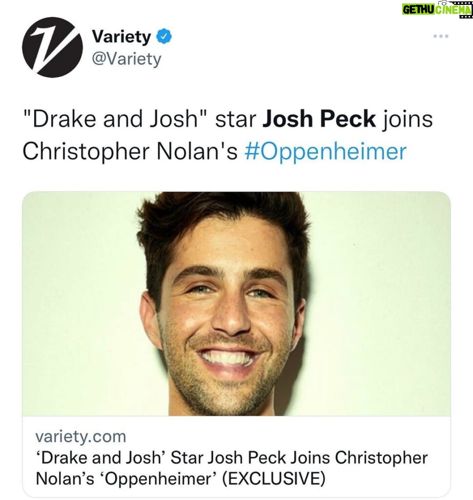 Josh Peck Instagram - Never thought Drake and Josh and Christopher Nolan would be in the same sentence but I’m here for it. Excited to have a small part in this incredible ensemble.