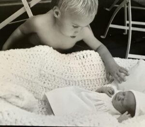 Josie Bissett Instagram - I have been sorting through “memorabilia“ this past week. This one captures my heart ❤️ a photograph of my son Mason @mason8estes , in awe of his newborn baby sister Maya @maya.estess 🌹 ❤️🙏#memories #grateful #blessings