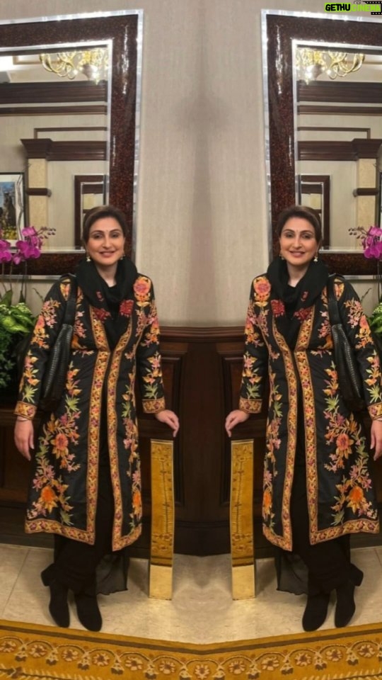 Juhi Babbar Instagram - Always wanted to wear this hand-embroidered Kashmiri jacket, and here I have paired it with a stunning black georgette jumpsuit by my Talented Designer Friend @tehzeeb_kohli of @aisha_tehzeeb 😍 Wore this ensemble at the Jashn-e-Rekhta's evening events .It certainly kept me warm from the London October wind, but nothing to beat the love and warmth with which I was welcomed and appreciated for the performance & writing of my play WITH LOVE AAP KI SAIYAARA , staged that afternoon! Grateful for all the compliments🙏 🌟 #FashionGoals #JashneRekhta #London #GratefulHeart #OOTD #EthnicChic #DesignerWear #CulturalFusion #StyleStatement #EventFashion #PlayDayGlam #KashmiriFashion #TehezebDesigns #Fashionista #EmbracingTradition #Thankful #ActorLife #EveningElegance #JuhiBabbarSoni