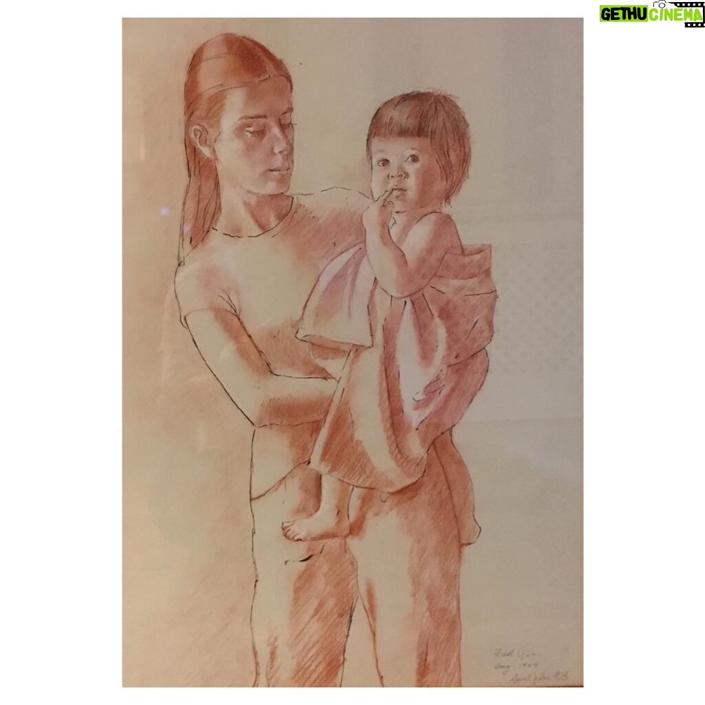 Julia Chan Instagram - Me + Mum. By my grandfather, Fred Ross c. 1984 pencil and ink.