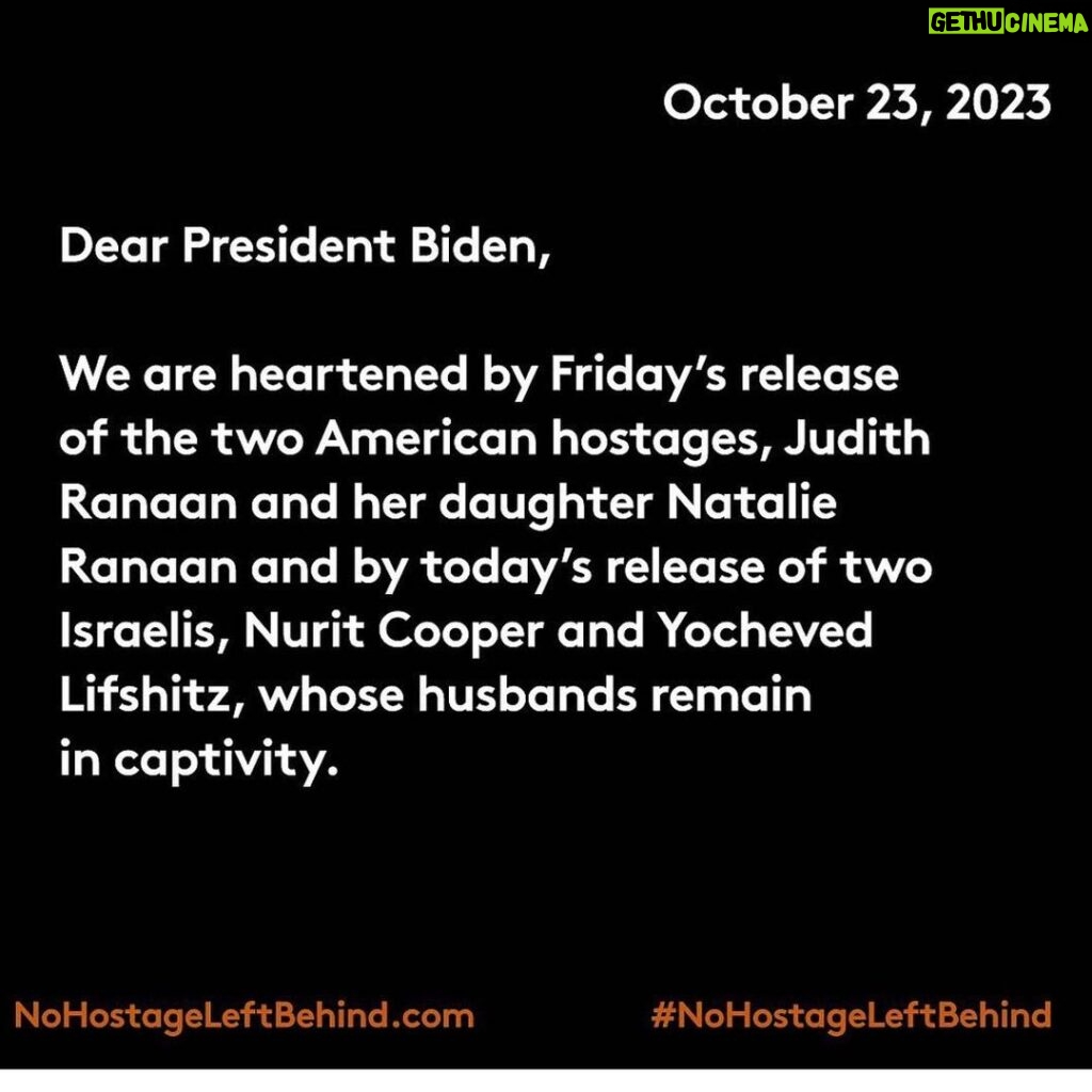Julianna Margulies Instagram - Today we came together in solidarity not to divide but to unite to thank President Biden for his work releasing the hostages and urge all to #nohostagesleftbehind