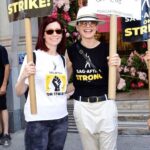 Julianna Margulies Instagram - Amazing who you bump into walking the picket line! Love that my movie husband came out to support! #sagaftrastrike2023 #sagaftrastrong #wecandoit