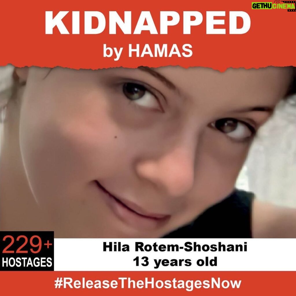 Julianna Margulies Instagram - On October 7th, 13-year old Hila was stolen from her family when Hamas terrorists invaded Israel. Hila is one of 229+ hostages being held captive in Gaza in unknown conditions for over three weeks. She should be home with her family. Release Hila now! #ReleaseTheHostagesNow #NoHostageLeftBehind To see photos of all of the hostages and to share a poster yourself, please visit @kidnappedfromisrael