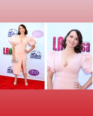 Julie Ann Emery Instagram - Had an absolutely beautiful time at the #DaytimeBeautyAwards for @hollywoodbeautyawards presenting with @thanks.rob & Paula Abdul yesterday. Congratulations to @wearefirmenich on their Fragrance Innovation Award. 
And as always, so much gratitude to my incredible team of artists 
Styling @karenraphael @ilanauretsky 
Hair/Makeup @jenna.marie.beauty 
Dress @toccin.official 
Shoes @3publicrelations 
Earrings & pink ring: @dangelojoyeria 
Clutch @nataliemillsofficial 
GORGEOUS rings: @nataliemillsofficial 
PR @chprteam @monaloring @annakrnspr #KevinEarley