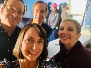 Julie Ann Emery Instagram - A little 🗽 told me that @bettercallsaulamc S6 just dropped on @netflix!

Cherished my time with @jshamos @rheaseehorn @therealbobodenkirk and the gang!