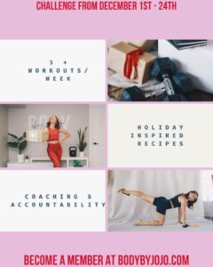 Julie Stewart-Binks Instagram - HOLIDAY HUSTLE! 🎄💪 My favorite time of the year ❤️ (seriously….) this will be my 4th year doing @bodybyjojo__ “Holiday Hustle Challenge” which has always helped me balance and feel good during a very *indulgent* time of the year. 🎁🍷 We do a new workout/healthy eating/healthy living challenge everyday like an advent calendar - keeps it fun and makes you feel successful when you accomplish it! 🎅✅ Check the link in my bio for $20 off your first month as a member. Cancel at any time. #workout #workoutmotivation #fitness #holidayfitness #bodybyjojo #strongnotskinny